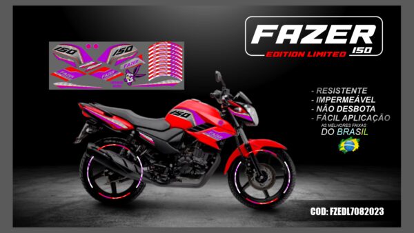 KIT FAIXAS ADESIVAS FAZER 150 EDITION LIMITED MOD-001( MOTO VERMELHA) - Image 9