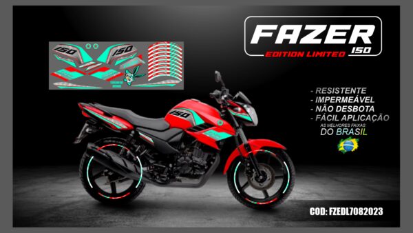 KIT FAIXAS ADESIVAS FAZER 150 EDITION LIMITED MOD-001( MOTO VERMELHA) - Image 10