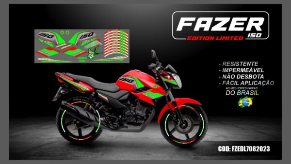 KIT FAIXAS ADESIVAS FAZER 150 EDITION LIMITED MOD-001( MOTO VERMELHA) - Image 12