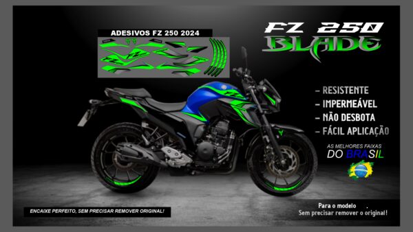 KIT FAIXAS FZ 250 YAMAHA VERSÃO BLADE( ENCAIXE PERFEITO) SERVE PARA 2020 Á 2022 TAMBÉM, MOTO AZUL - Image 4