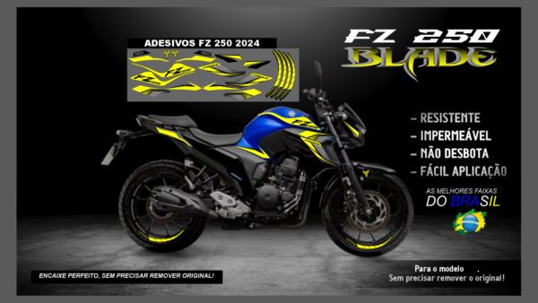 KIT FAIXAS FZ 250 YAMAHA VERSÃO BLADE( ENCAIXE PERFEITO) SERVE PARA 2020 Á 2022 TAMBÉM, MOTO AZUL - Image 5