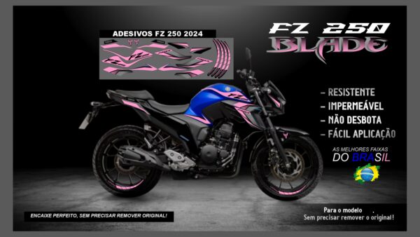 KIT FAIXAS FZ 250 YAMAHA VERSÃO BLADE( ENCAIXE PERFEITO) SERVE PARA 2020 Á 2022 TAMBÉM, MOTO AZUL - Image 10