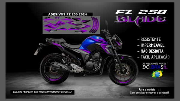 KIT FAIXAS FZ 250 YAMAHA VERSÃO BLADE( ENCAIXE PERFEITO) SERVE PARA 2020 Á 2022 TAMBÉM, MOTO AZUL - Image 11