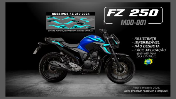 KIT FAIXAS FZ 250 2022 Á 2024 YAMAHA( MOTO AZUL) MOD-001 - Image 4