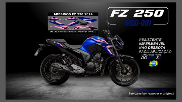 KIT FAIXAS FZ 250 2022 Á 2024 YAMAHA( MOTO AZUL) MOD-001 - Image 8