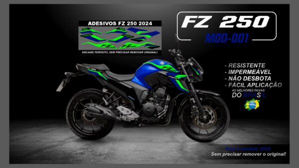 KIT FAIXAS FZ 250 2022 Á 2024 YAMAHA( MOTO AZUL) MOD-001 - Image 12