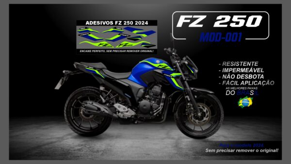 KIT FAIXAS FZ 250 2022 Á 2024 YAMAHA( MOTO AZUL) MOD-001 - Image 11