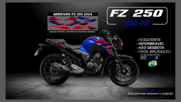 KIT FAIXAS FZ 250 2022 Á 2024 YAMAHA( MOTO AZUL) MOD-001 - Image 13