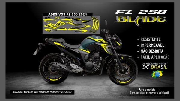 KIT FAIXAS FZ 250 YAMAHA VERSÃO BLADE( ENCAIXE PERFEITO) SERVE PARA 2020 Á 2022 TAMBÉM, MOTO VERDE