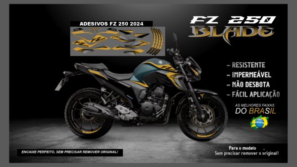 KIT FAIXAS FZ 250 YAMAHA VERSÃO BLADE( ENCAIXE PERFEITO) SERVE PARA 2020 Á 2022 TAMBÉM, MOTO VERDE - Image 9