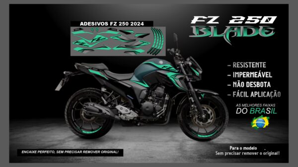 KIT FAIXAS FZ 250 YAMAHA VERSÃO BLADE( ENCAIXE PERFEITO) SERVE PARA 2020 Á 2022 TAMBÉM, MOTO VERDE - Image 12