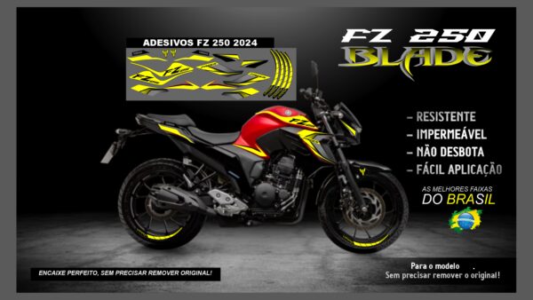 KIT FAIXAS FZ 250 YAMAHA VERSÃO BLADE( ENCAIXE PERFEITO) SERVE PARA 2020 Á 2022 TAMBÉM, MOTO VERMELHA - Image 12