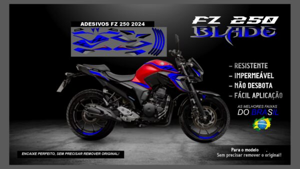 KIT FAIXAS FZ 250 YAMAHA VERSÃO BLADE( ENCAIXE PERFEITO) SERVE PARA 2020 Á 2022 TAMBÉM, MOTO VERMELHA - Image 11