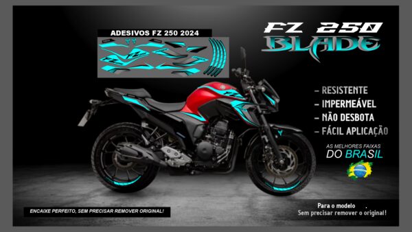 KIT FAIXAS FZ 250 YAMAHA VERSÃO BLADE( ENCAIXE PERFEITO) SERVE PARA 2020 Á 2022 TAMBÉM, MOTO VERMELHA - Image 10