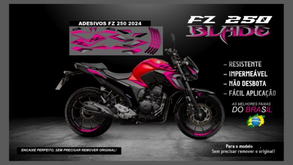 KIT FAIXAS FZ 250 YAMAHA VERSÃO BLADE( ENCAIXE PERFEITO) SERVE PARA 2020 Á 2022 TAMBÉM, MOTO VERMELHA - Image 7