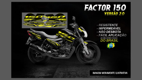 KIT FAIXAS FACTOR 150 VERSÃO 2.0 (MOTO PRETA) - Imagem 2