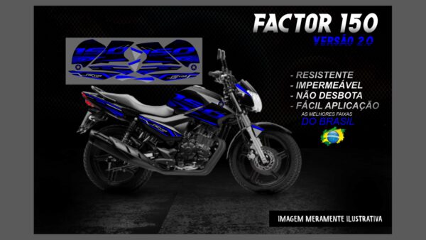 KIT FAIXAS FACTOR 150 VERSÃO 2.0 (MOTO PRETA) - Imagem 3