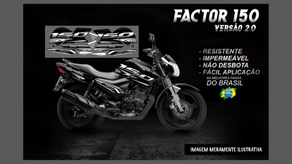 KIT FAIXAS FACTOR 150 VERSÃO 2.0 (MOTO PRETA) - Imagem 4