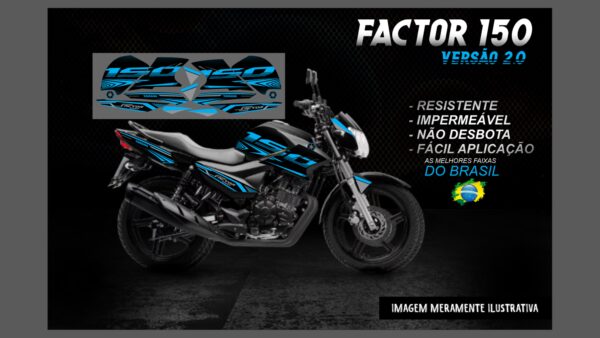 KIT FAIXAS FACTOR 150 VERSÃO 2.0 (MOTO PRETA) - Imagem 6