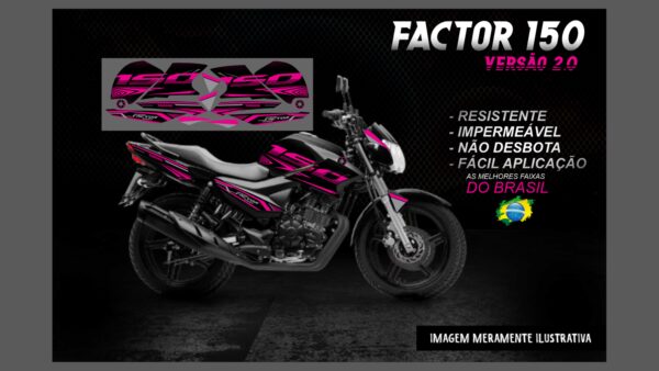 KIT FAIXAS FACTOR 150 VERSÃO 2.0 (MOTO PRETA) - Imagem 8