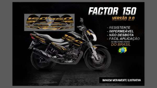 KIT FAIXAS FACTOR 150 VERSÃO 2.0 (MOTO PRETA) - Imagem 9