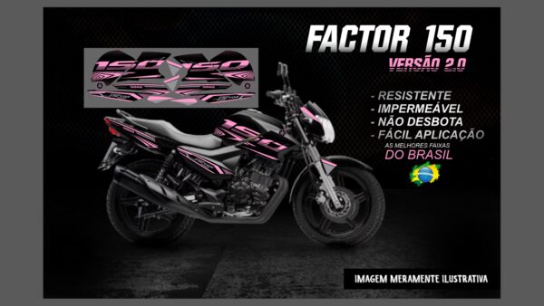 KIT FAIXAS FACTOR 150 VERSÃO 2.0 (MOTO PRETA) - Imagem 10