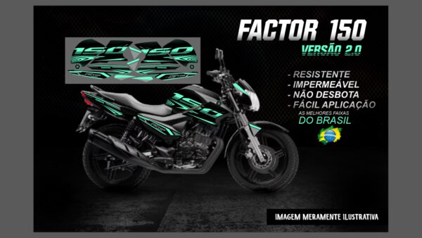 KIT FAIXAS FACTOR 150 VERSÃO 2.0 (MOTO PRETA)