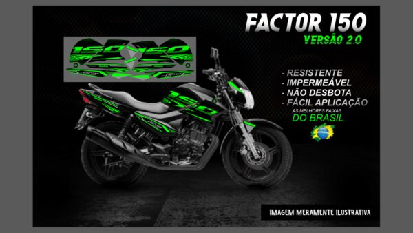 KIT FAIXAS FACTOR 150 VERSÃO 2.0 (MOTO PRETA) - Imagem 14