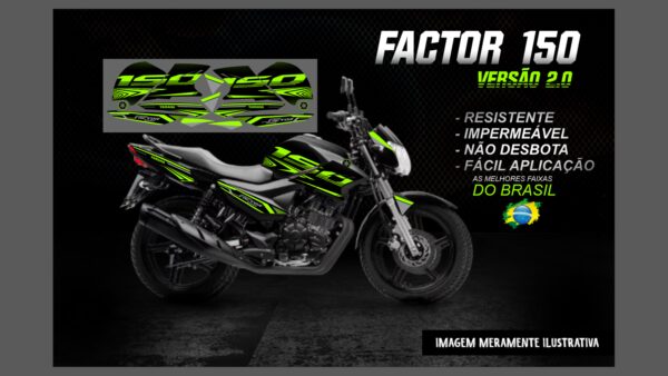 KIT FAIXAS FACTOR 150 VERSÃO 2.0 (MOTO PRETA) - Imagem 13