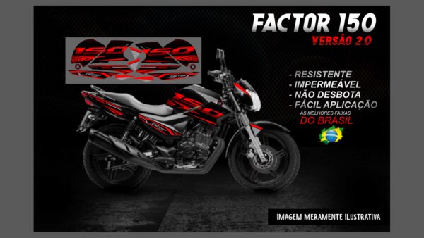 KIT FAIXAS FACTOR 150 VERSÃO 2.0 (MOTO PRETA) - Imagem 15