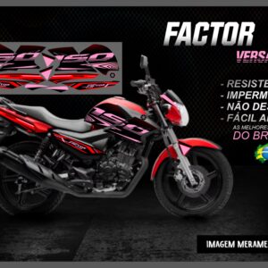 KIT FAIXAS FACTOR 150 VERSÃO 2.0 (MOTO VERMELHA)