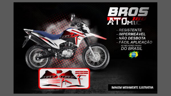 KIT ADESIVOS BROS 160 VERSÃO ATOMIC ( MOTO BRANCA)