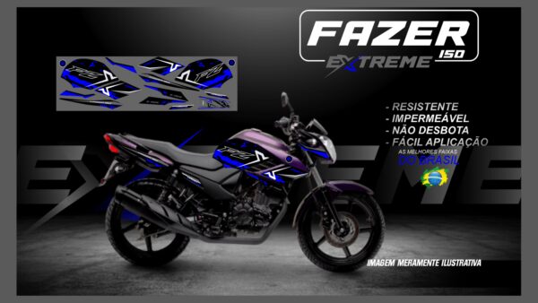 KIT FAIXAS FAZER 150 YAMAHA EXTREME ( MOTO ROXA) - Image 3