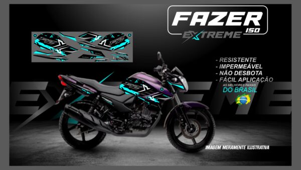 KIT FAIXAS FAZER 150 YAMAHA EXTREME ( MOTO ROXA) - Image 4