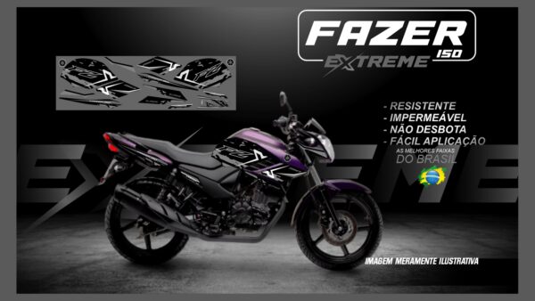 KIT FAIXAS FAZER 150 YAMAHA EXTREME ( MOTO ROXA) - Image 5