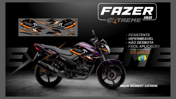 KIT FAIXAS FAZER 150 YAMAHA EXTREME ( MOTO ROXA) - Image 7