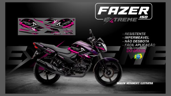 KIT FAIXAS FAZER 150 YAMAHA EXTREME ( MOTO ROXA) - Image 8