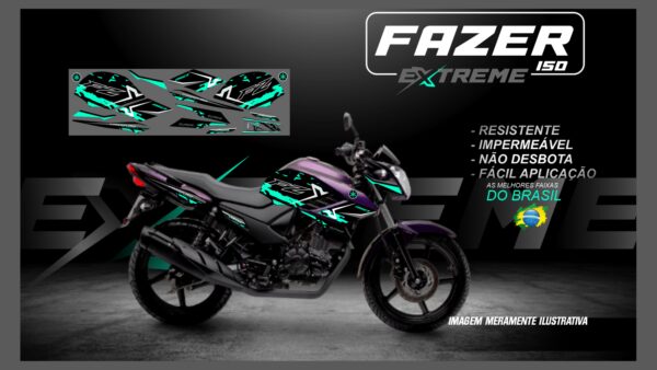 KIT FAIXAS FAZER 150 YAMAHA EXTREME ( MOTO ROXA) - Image 12