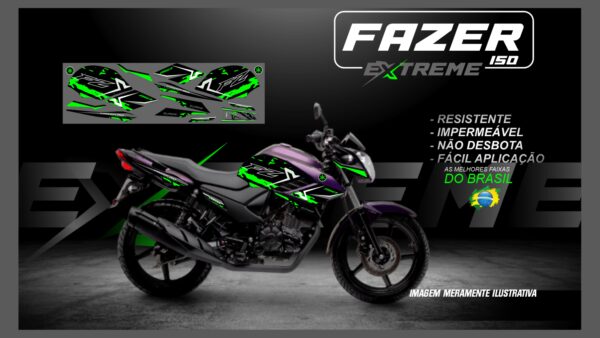 KIT FAIXAS FAZER 150 YAMAHA EXTREME ( MOTO ROXA)