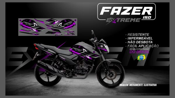 KIT FAIXAS FAZER 150 YAMAHA EXTREME ( MOTO PRETA) - Image 14