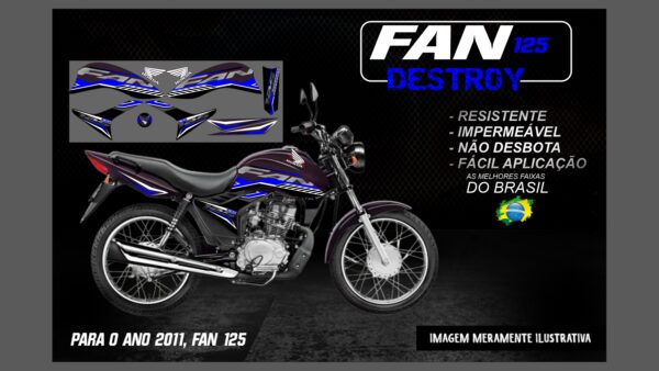 KIT FAIXAS FAN 125 VERSÃO DESTROY (MOTO ROXA) - Imagem 4