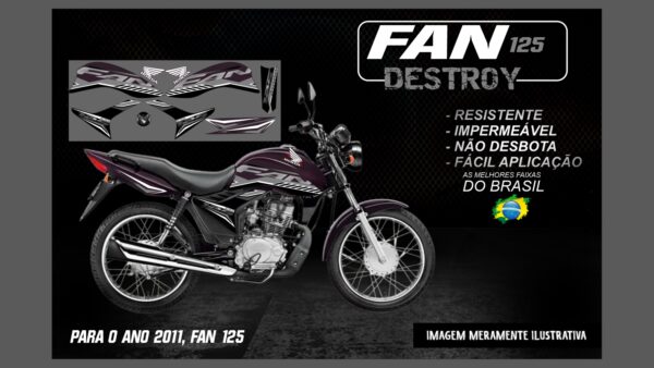 KIT FAIXAS FAN 125 VERSÃO DESTROY (MOTO ROXA) - Imagem 5