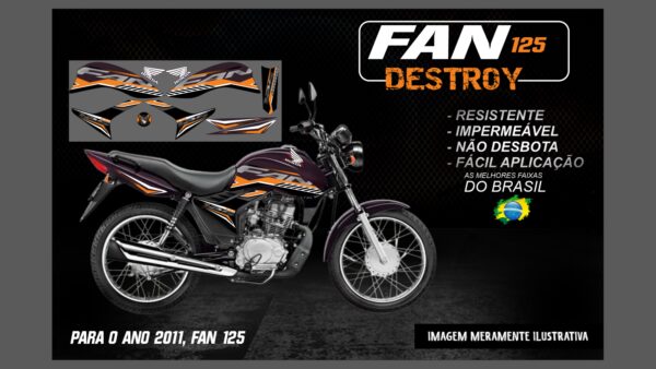KIT FAIXAS FAN 125 VERSÃO DESTROY (MOTO ROXA) - Imagem 7