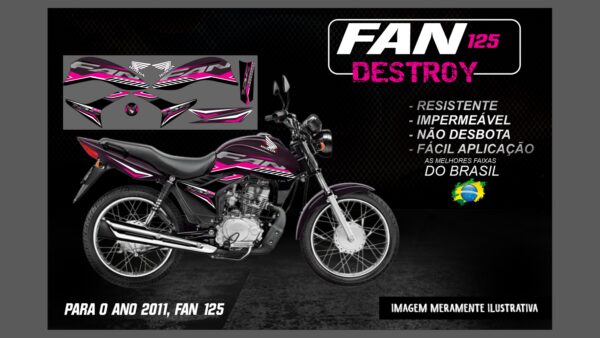 KIT FAIXAS FAN 125 VERSÃO DESTROY (MOTO ROXA) - Imagem 15