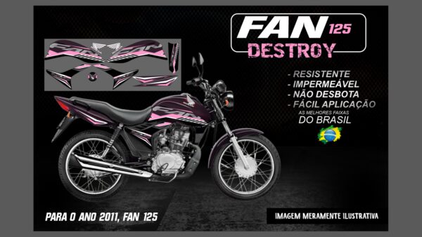 KIT FAIXAS FAN 125 VERSÃO DESTROY (MOTO ROXA) - Imagem 13