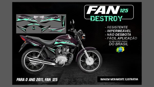 KIT FAIXAS FAN 125 VERSÃO DESTROY (MOTO ROXA) - Imagem 11