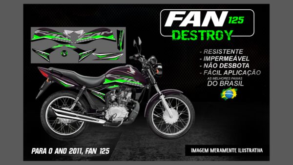 KIT FAIXAS FAN 125 VERSÃO DESTROY (MOTO ROXA) - Imagem 9