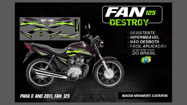KIT FAIXAS FAN 125 VERSÃO DESTROY (MOTO ROXA) - Imagem 10