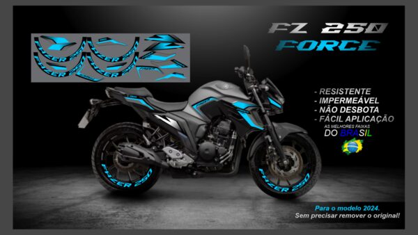 KIT ADESIVOS FZ 250-2023/ 2024  VERSÃO FORCE( MOTO CINZA) - Image 2