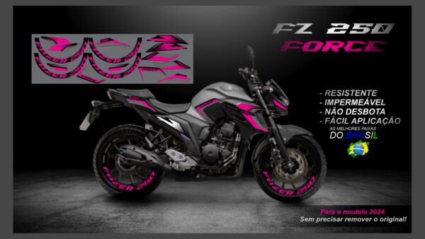 KIT ADESIVOS FZ 250-2023/ 2024  VERSÃO FORCE( MOTO CINZA) - Image 6